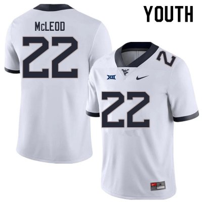 Youth West Virginia Mountaineers NCAA #22 Saint McLeod White Authentic Nike Stitched College Football Jersey PI15V52WN